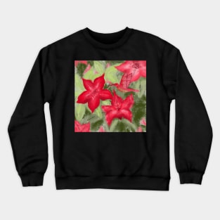 Red flowers and hummingbird print Crewneck Sweatshirt